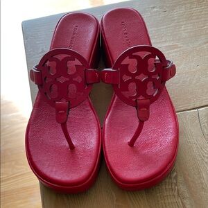 Tory Burch Cherry Red Thong Sandals